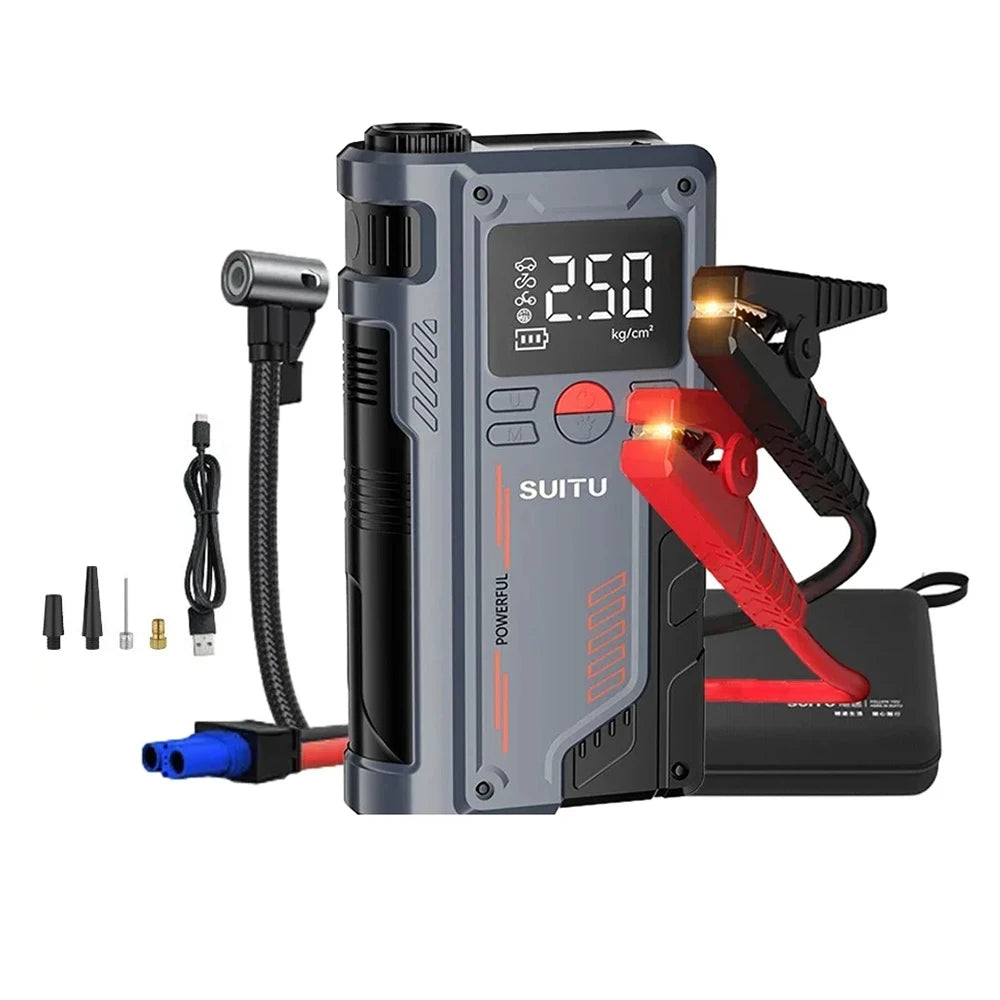 4 In 1 Car Jump Starter With 150PSI Air Compressor 20000mAh Portable Booster Charger 1000A Powerful Car Battery Starting Device