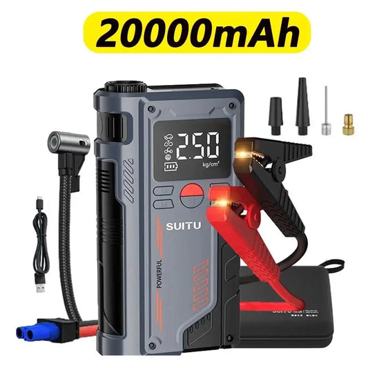 4 In 1 Car Jump Starter With 150PSI Air Compressor 20000mAh Portable Booster Charger 1000A Powerful Car Battery Starting Device