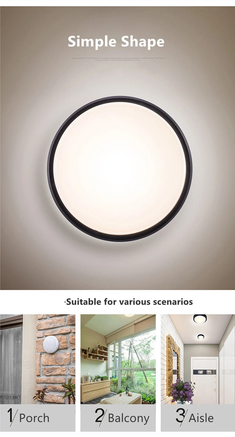 16W 20W Outdoor LED Wall Lamp Garden Porch Surface Mounted Oval Sconce Bathroom Moistureproof Ceiling Light 110V 220V