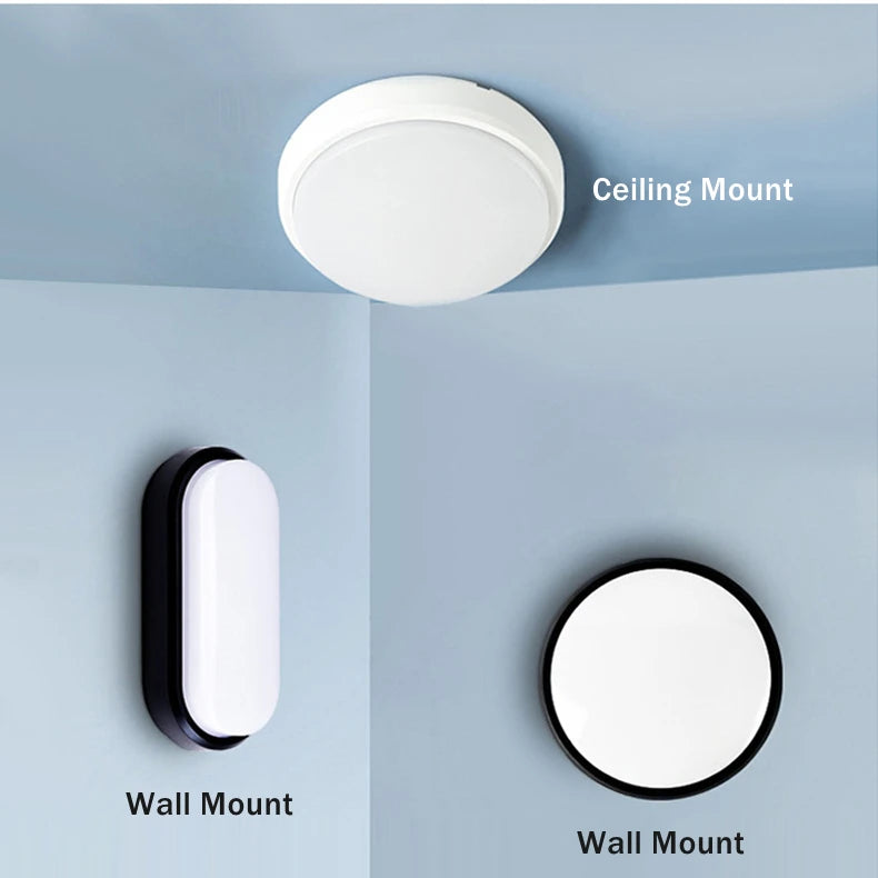 16W 20W Outdoor LED Wall Lamp Garden Porch Surface Mounted Oval Sconce Bathroom Moistureproof Ceiling Light 110V 220V