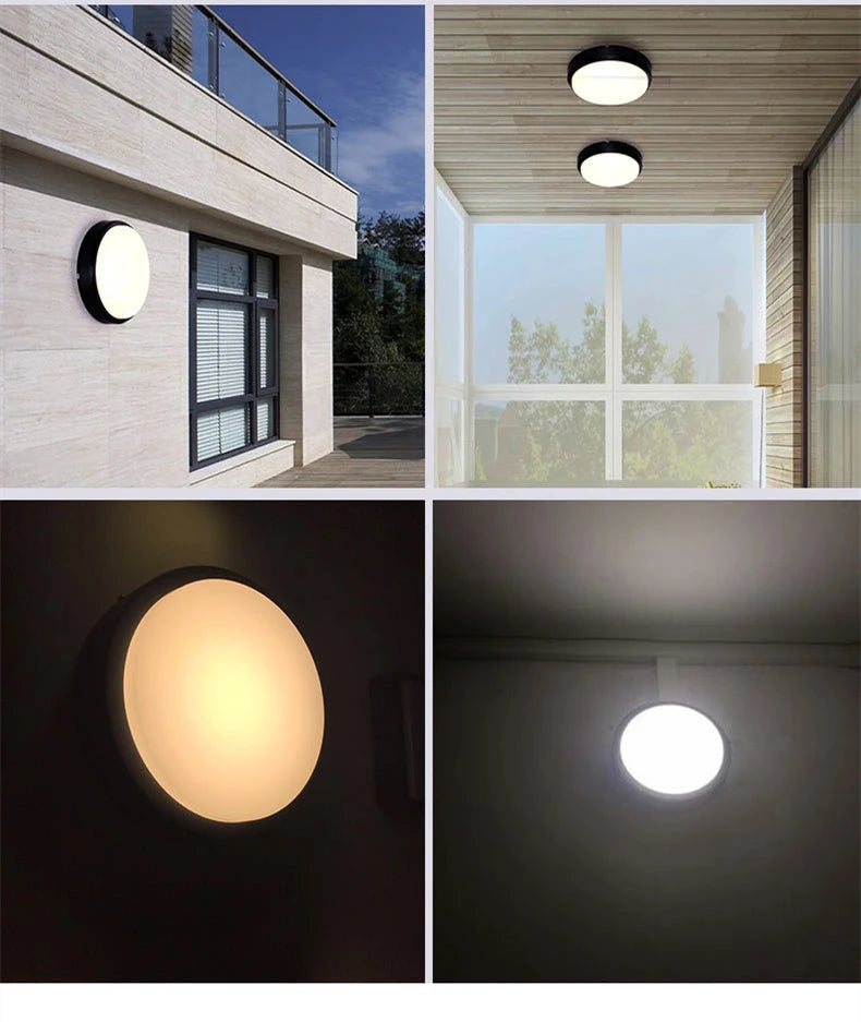 16W 20W Outdoor LED Wall Lamp Garden Porch Surface Mounted Oval Sconce Bathroom Moistureproof Ceiling Light 110V 220V