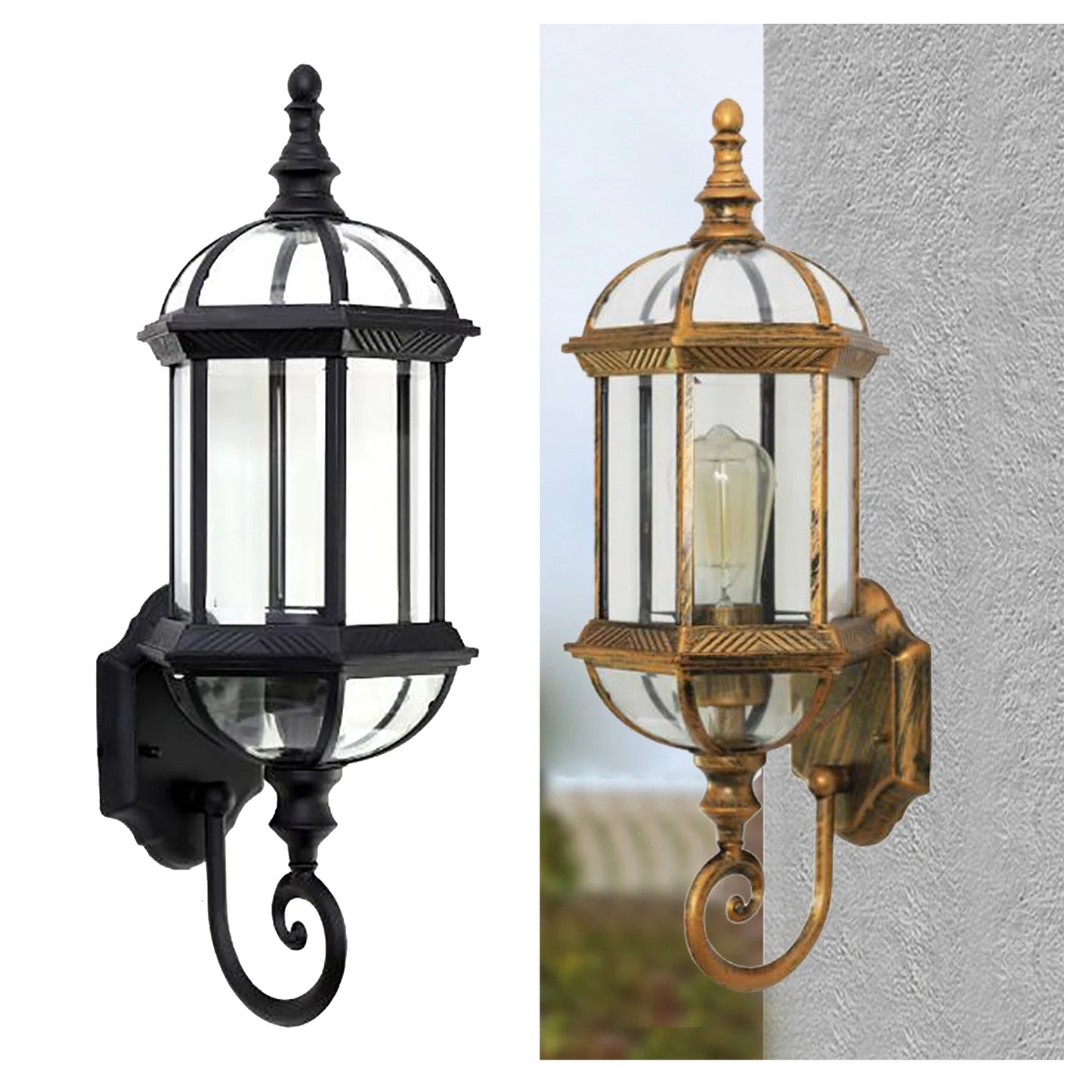 Gold Vintage Wall Lamp Retro Outdoor Sconce Wall Light Metal Waterproof Lantern Waterproof Wall Lamp Light Retro Vintage Metal