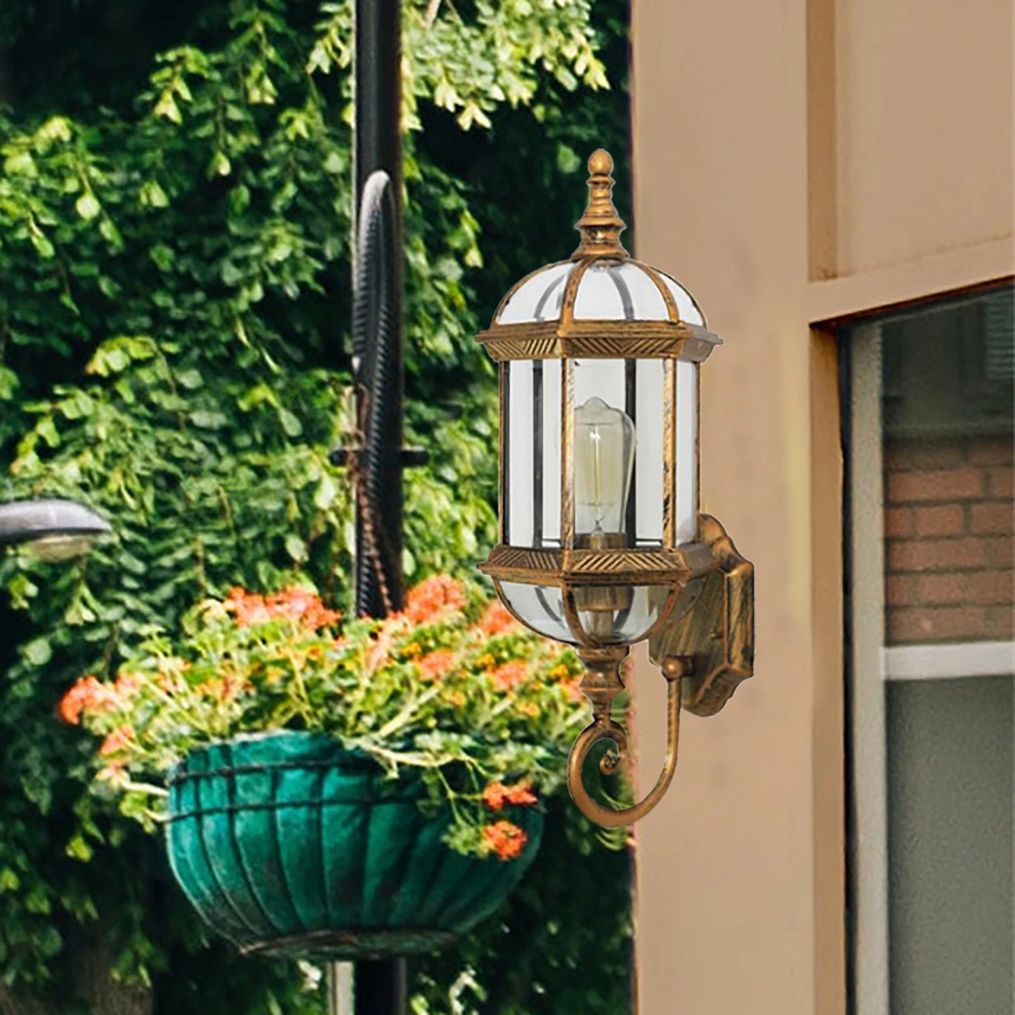 Gold Vintage Wall Lamp Retro Outdoor Sconce Wall Light Metal Waterproof Lantern Waterproof Wall Lamp Light Retro Vintage Metal