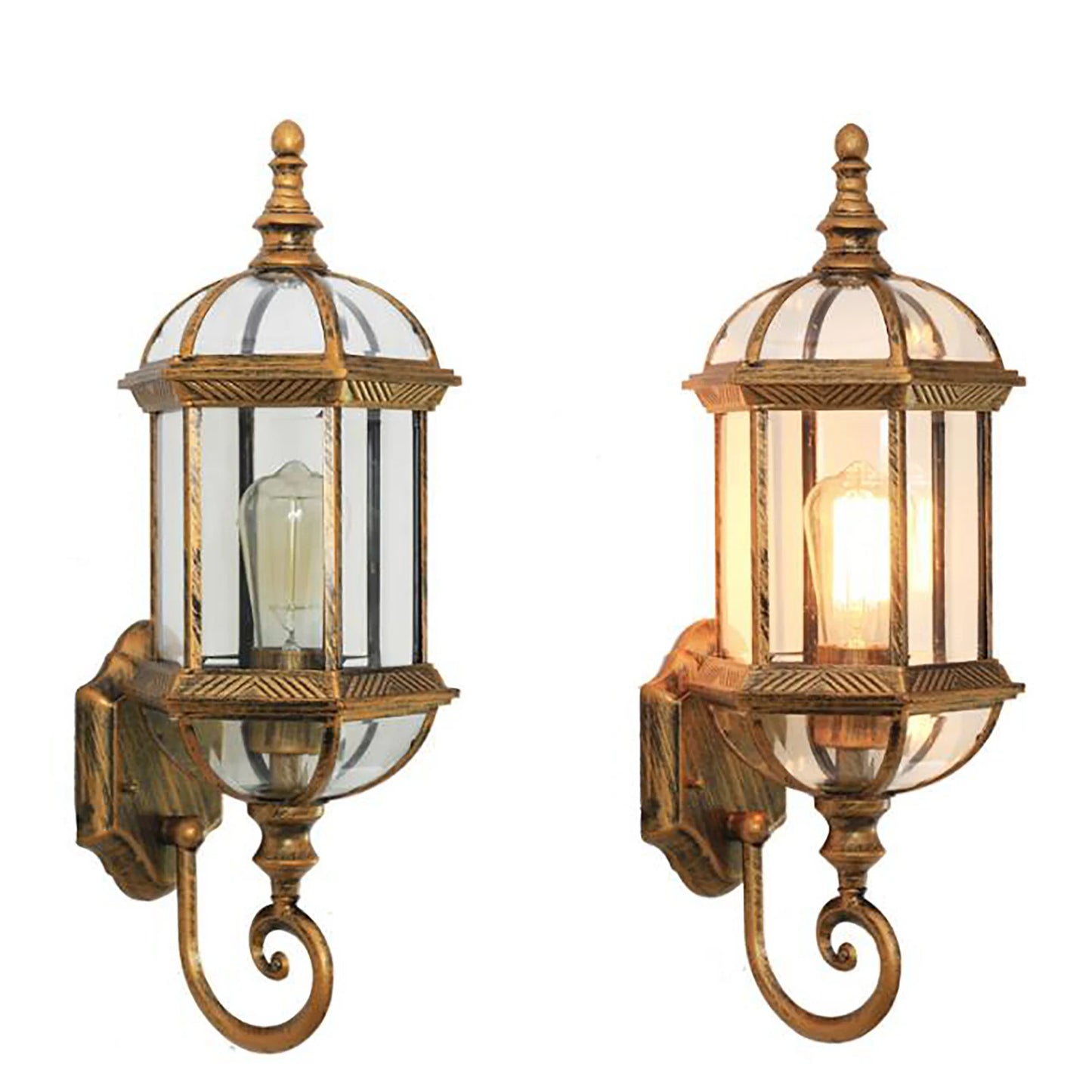 Gold Vintage Wall Lamp Retro Outdoor Sconce Wall Light Metal Waterproof Lantern Waterproof Wall Lamp Light Retro Vintage Metal