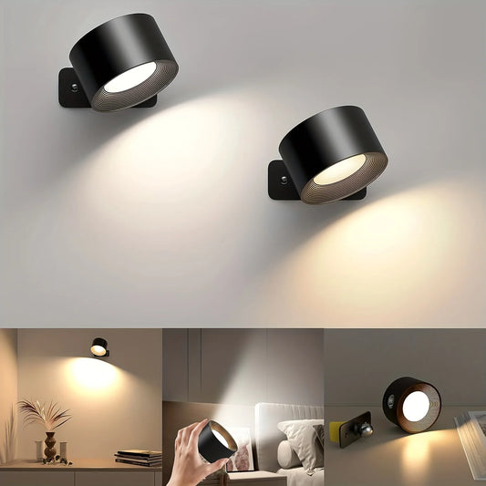 Indoor Wall Light, Wall Lamp with USB Charging, 3 Colours and 3 Brightness Levels, LED Wall Light, Indoor 360° 2000MAH